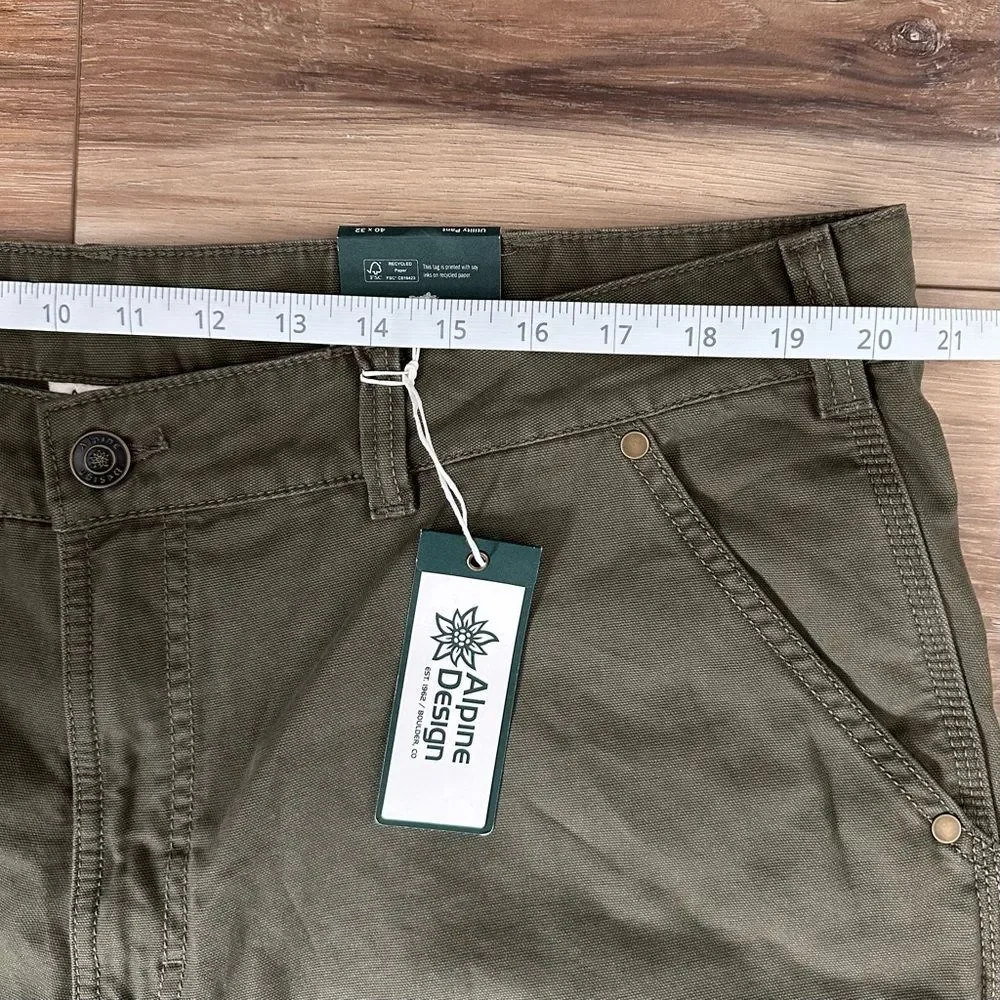 Alpine Design Men’s Utility Pants NWT Vintage Olive 40x32 Workwear